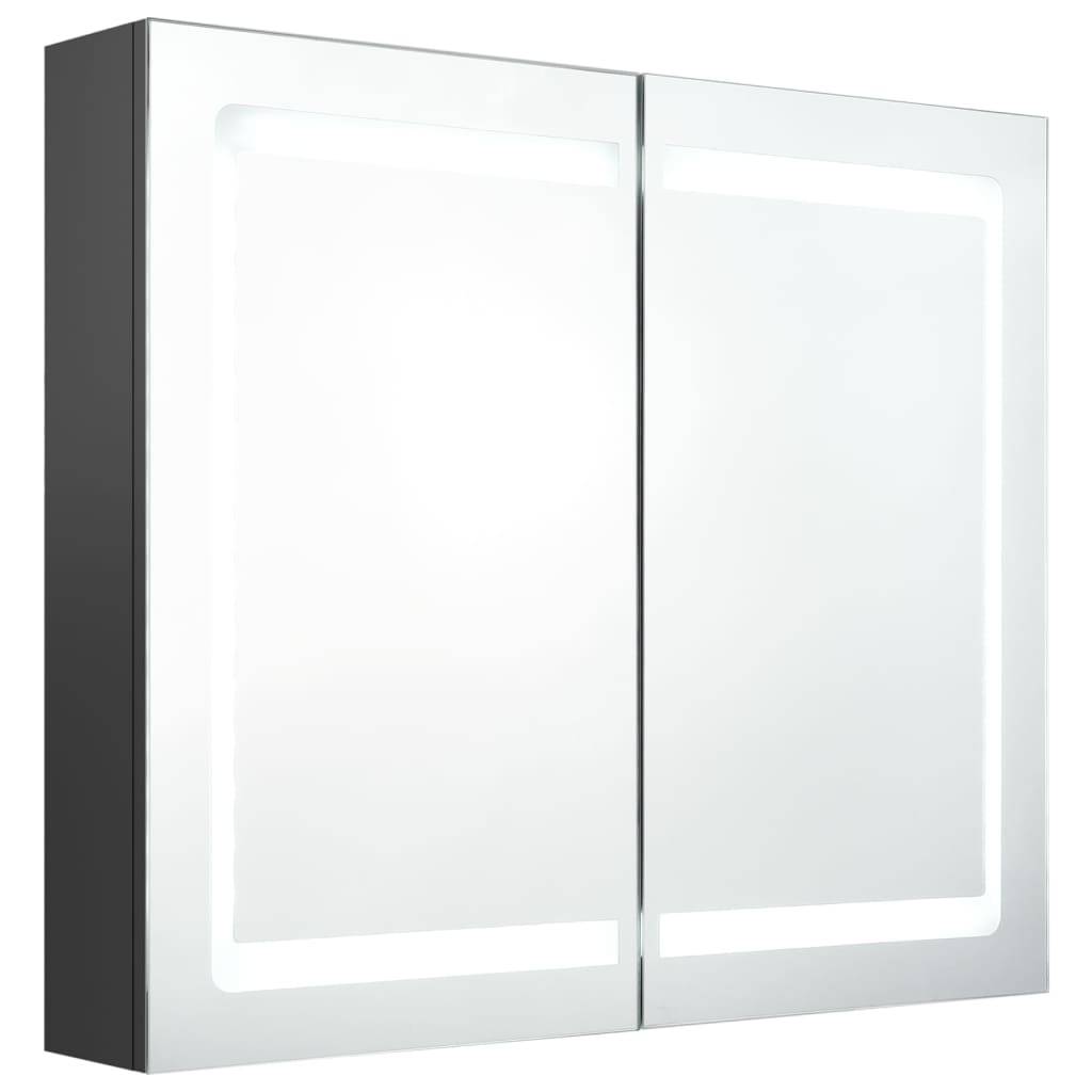 vidaXL LED-Spiegelschrank fürs Bad Grau 80x12x68 cm