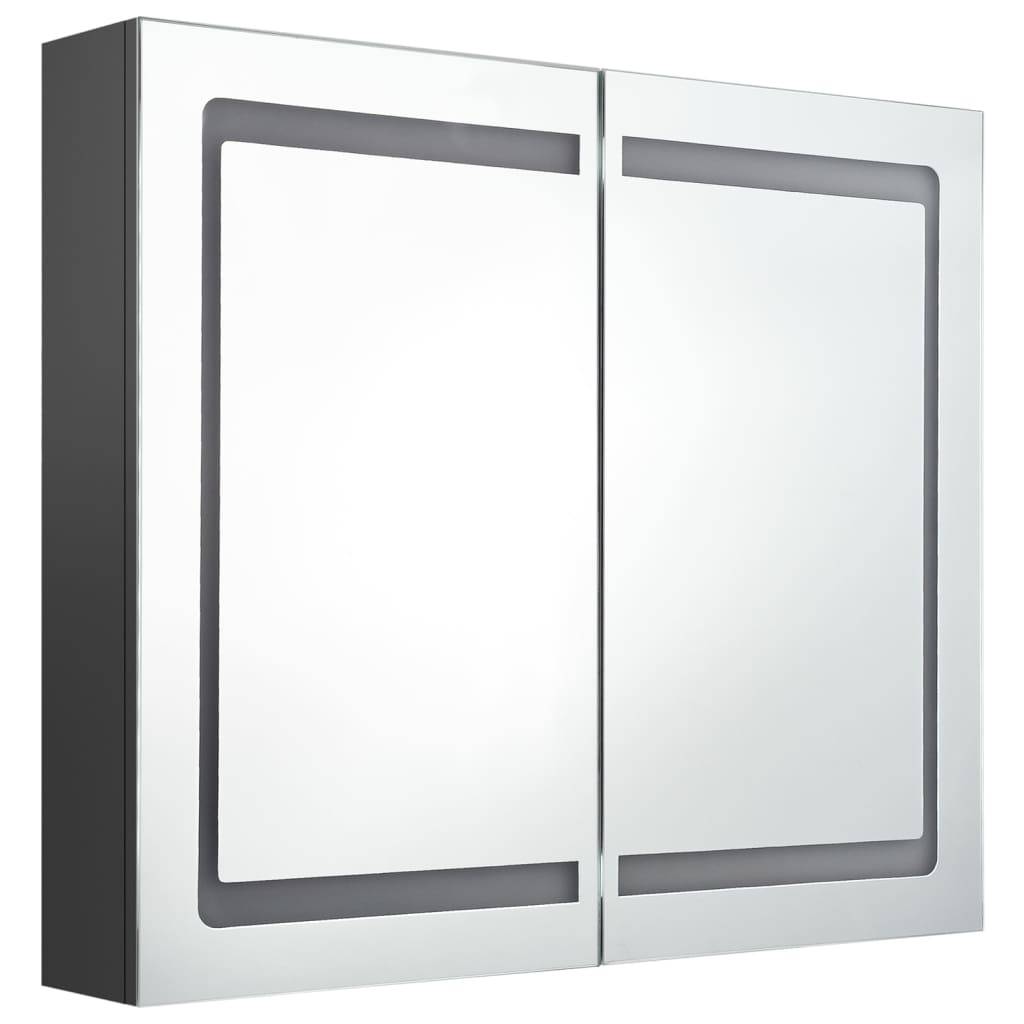 vidaXL LED-Spiegelschrank fürs Bad Grau 80x12x68 cm