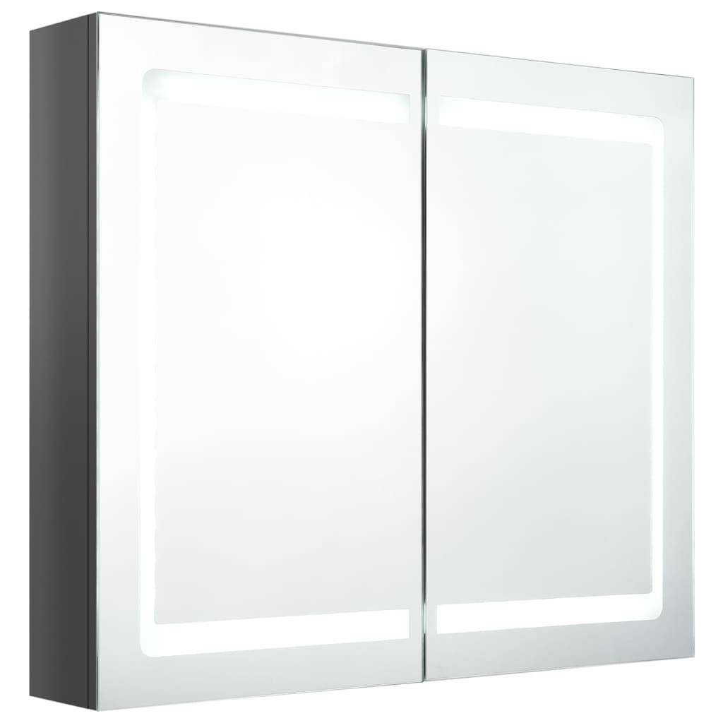 vidaXL LED-Spiegelschrank fürs Bad Glänzend Grau 80x12x68 cm