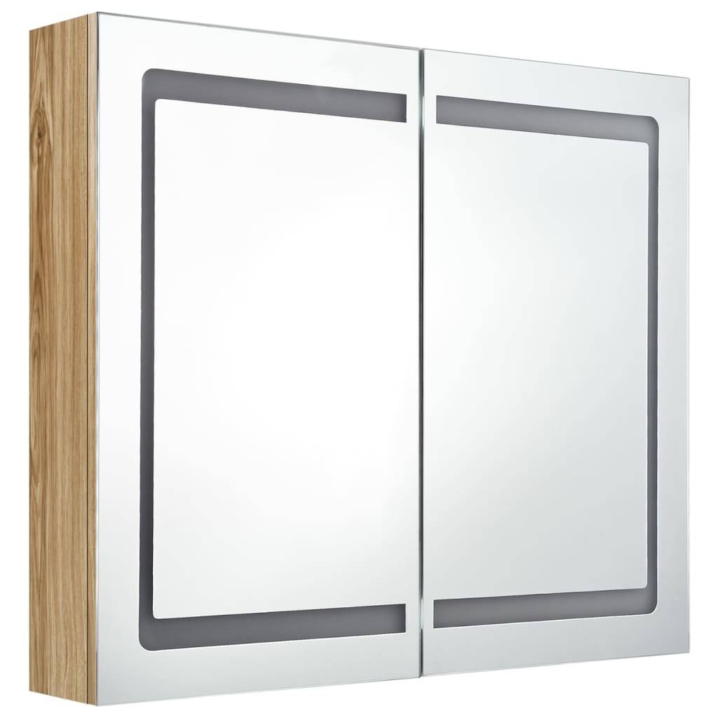 vidaXL LED-Spiegelschrank fürs Bad Eichen-Optik 80x12x68 cm