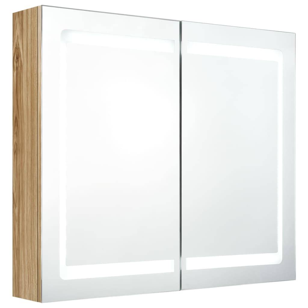 vidaXL LED-Spiegelschrank fürs Bad Eichen-Optik 80x12x68 cm