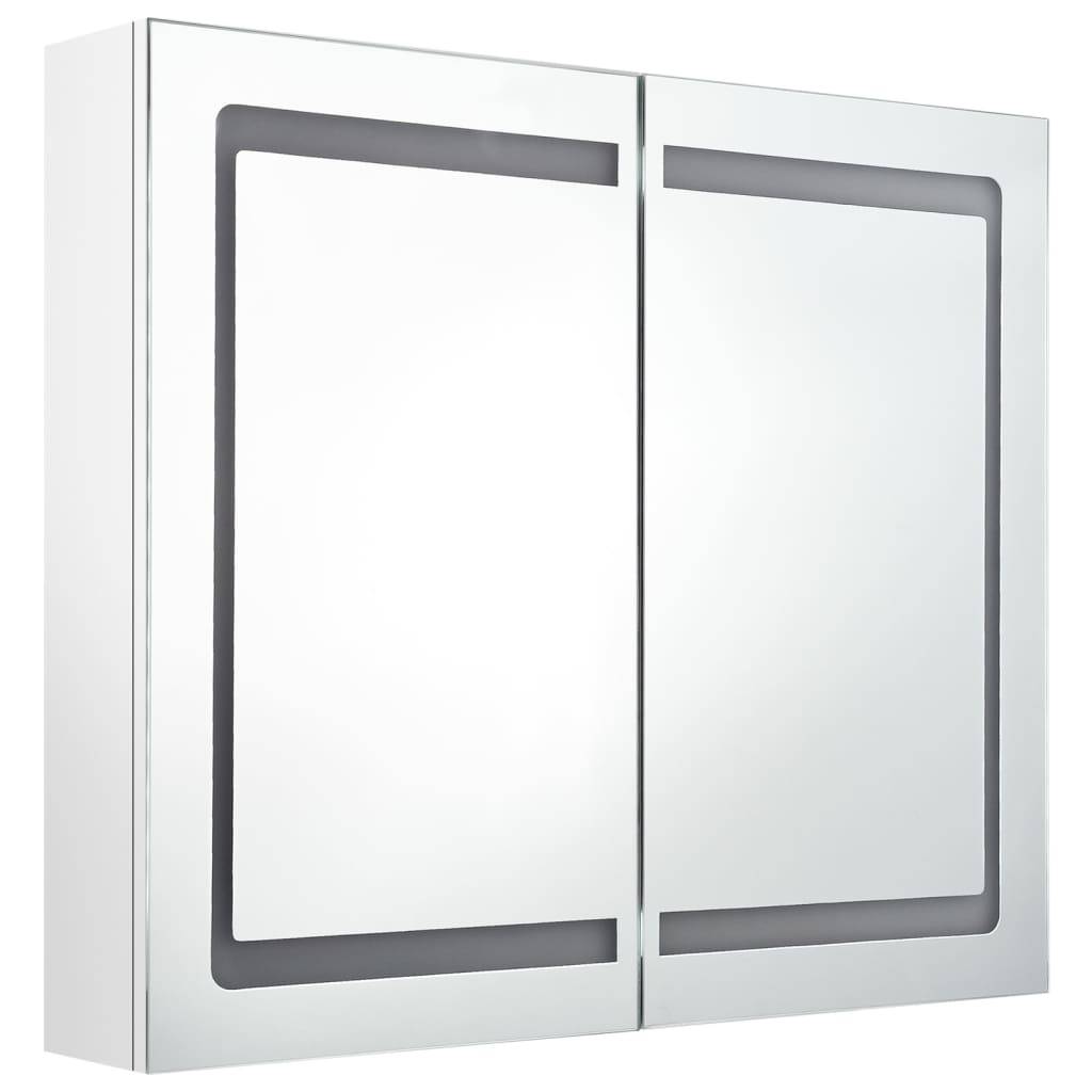 vidaXL LED-Spiegelschrank fürs Bad Glänzend Weiß 80x12x68 cm