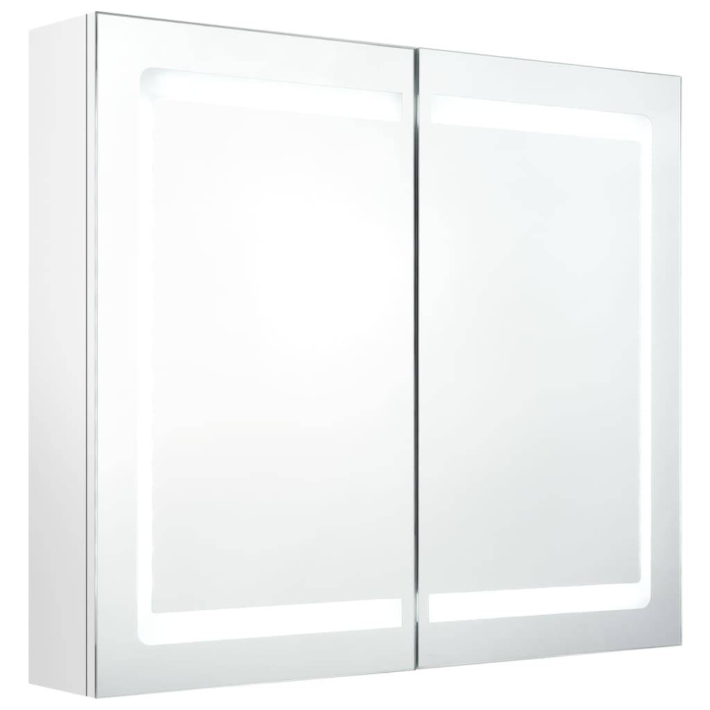 vidaXL LED-Spiegelschrank fürs Bad Glänzend Weiß 80x12x68 cm