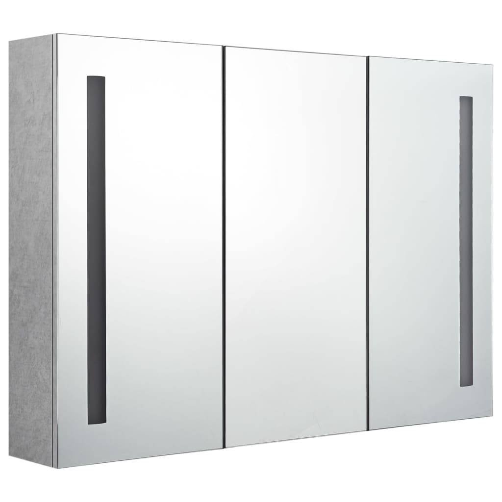 vidaXL LED-Spiegelschrank fürs Bad Betongrau 89x14x62 cm
