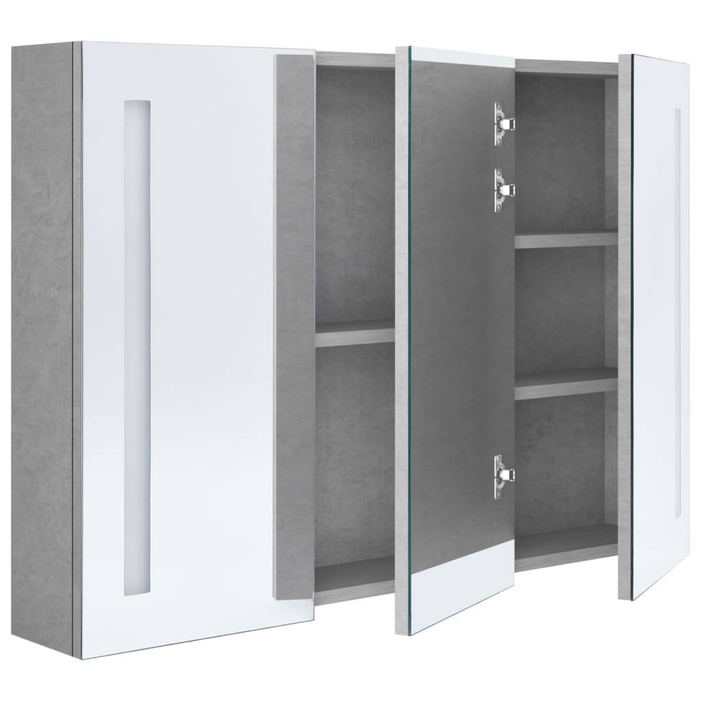 vidaXL LED-Spiegelschrank fürs Bad Betongrau 89x14x62 cm