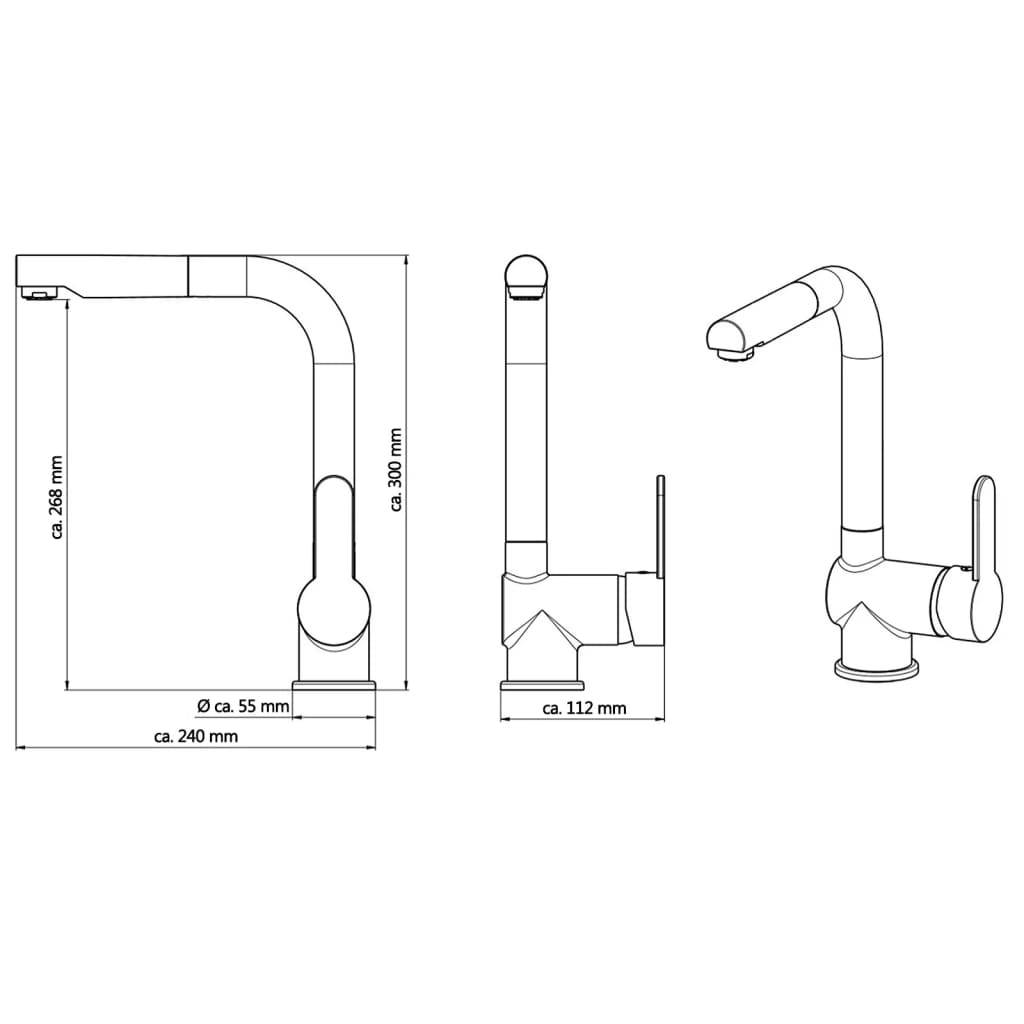 SCHÜTTE Küchenarmatur mit Herausziehbarem Auslauf LONDON Niederdruck