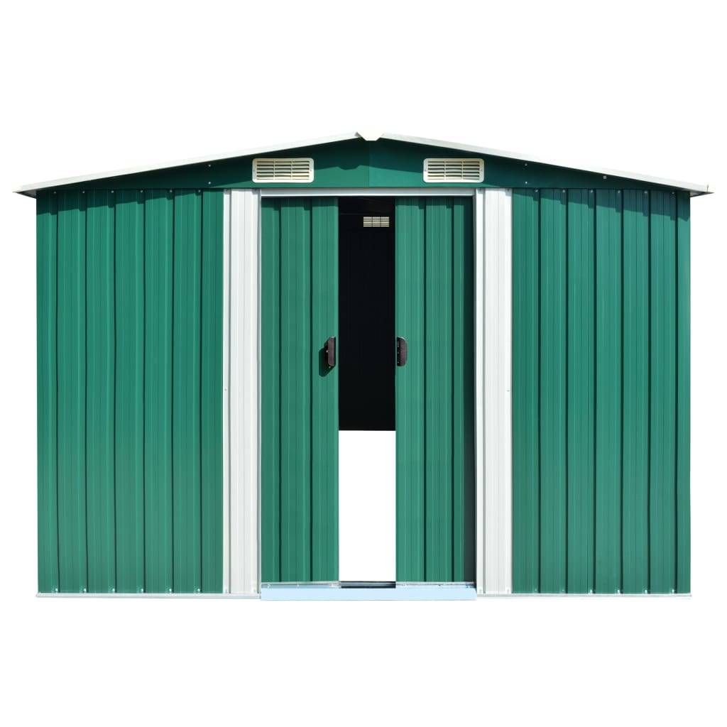 vidaXL Gerätehaus Grün 257x779x181 cm Verzinkter Stahl