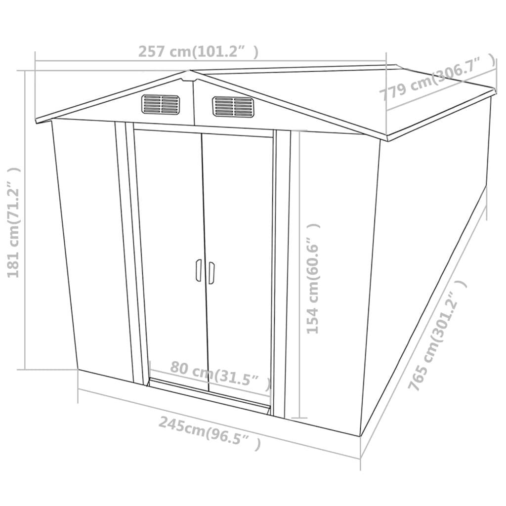 vidaXL Gerätehaus Anthrazit 257x779x181 cm Verzinkter Stahl