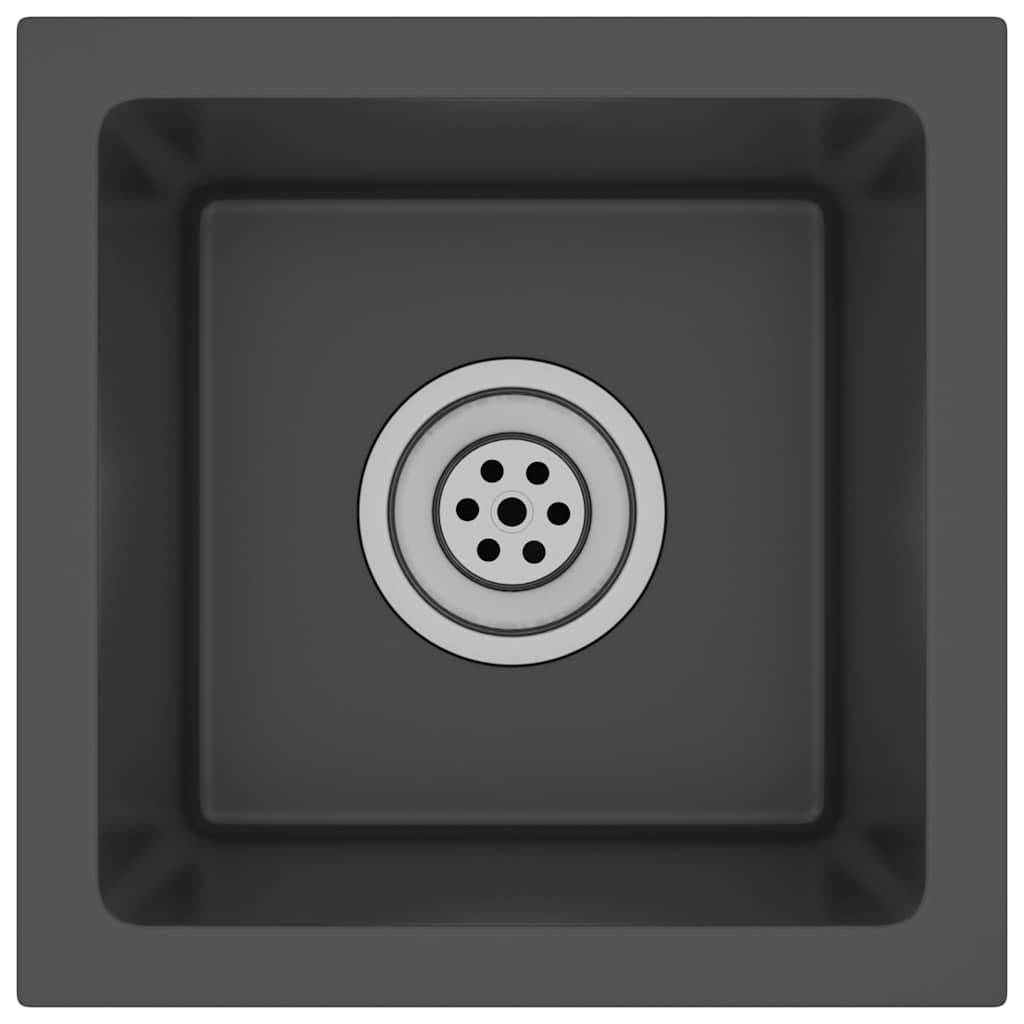 vidaXL Handgemachte Einbauspüle Schwarz Edelstahl