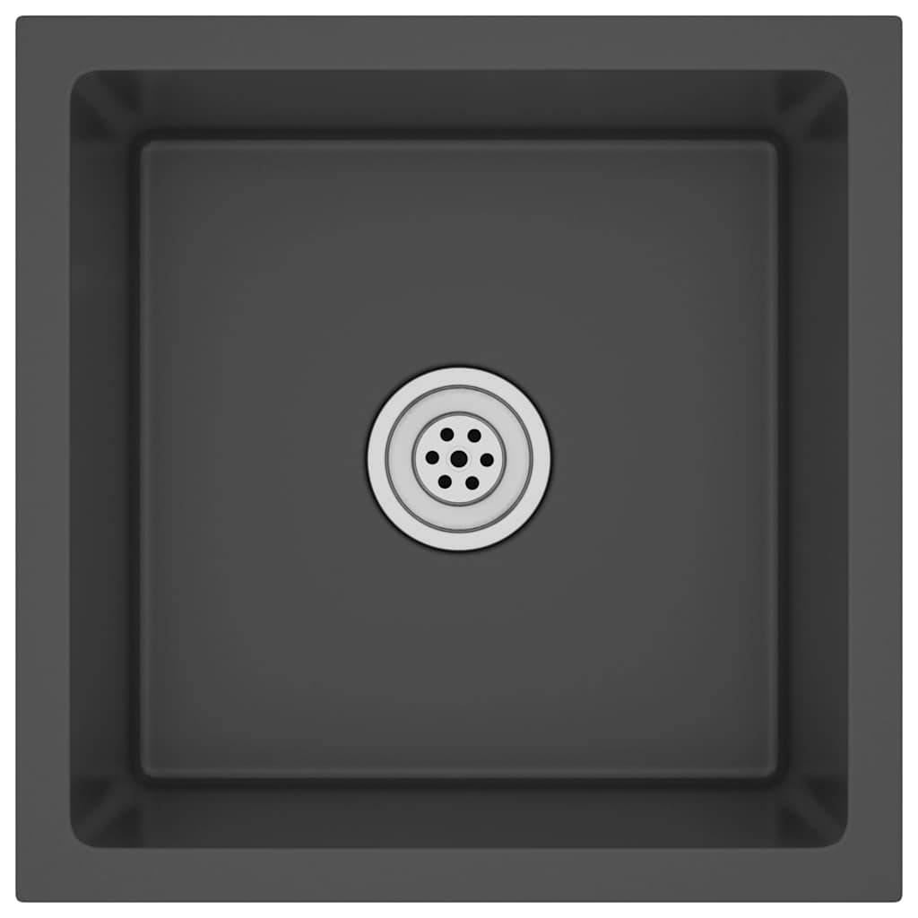 vidaXL Handgemachte Einbauspüle Schwarz Edelstahl
