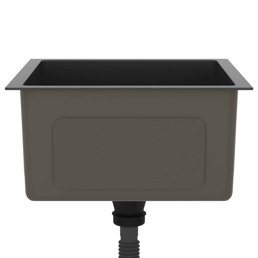 vidaXL Handgemachte Einbauspüle Schwarz Edelstahl