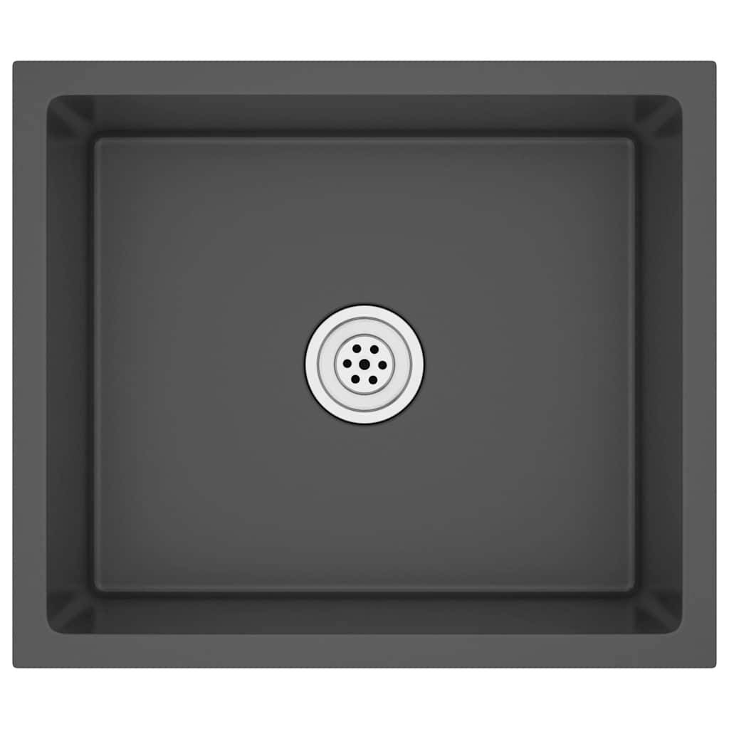 vidaXL Handgemachte Einbauspüle Schwarz Edelstahl