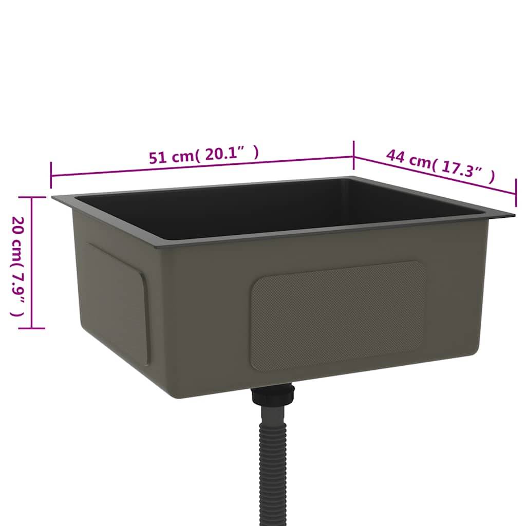 vidaXL Handgemachte Einbauspüle Schwarz Edelstahl