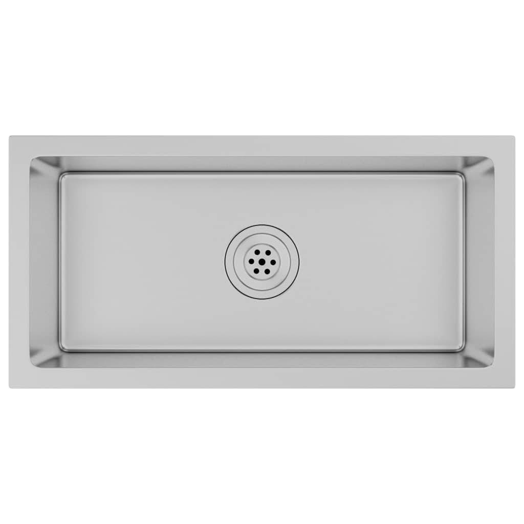 vidaXL Handgemachte Einbauspüle Edelstahl