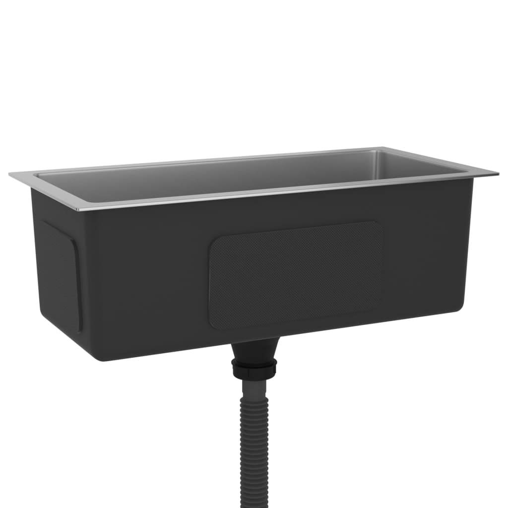 vidaXL Handgemachte Einbauspüle Edelstahl