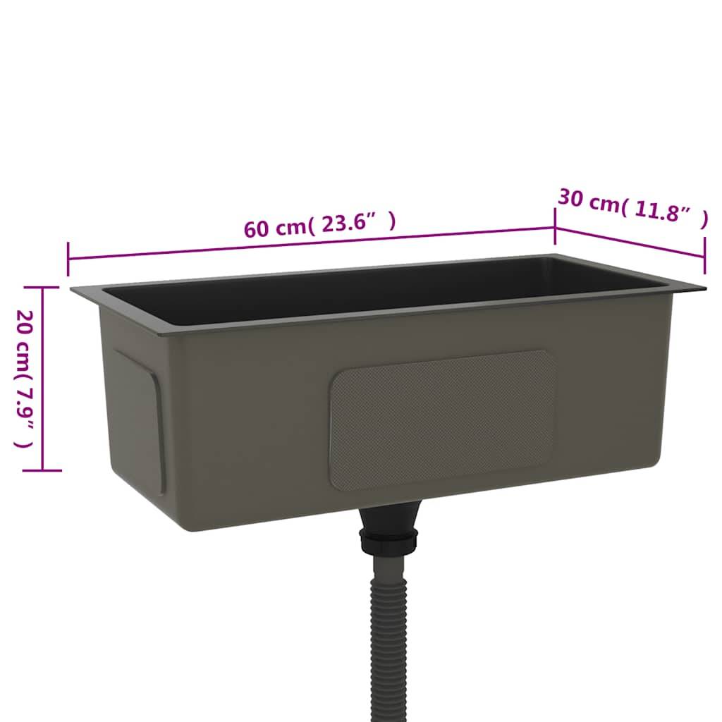 vidaXL Handgemachte Einbauspüle Schwarz Edelstahl