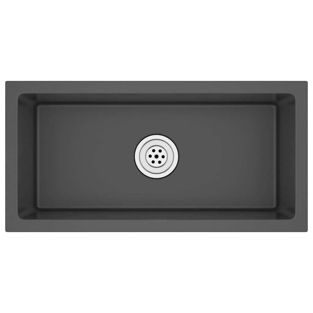vidaXL Handgemachte Einbauspüle Schwarz Edelstahl