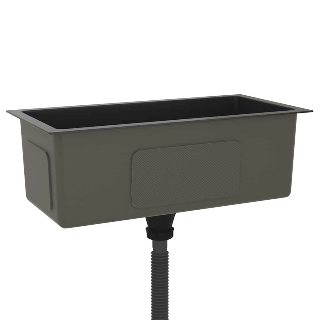 vidaXL Handgemachte Einbauspüle Schwarz Edelstahl