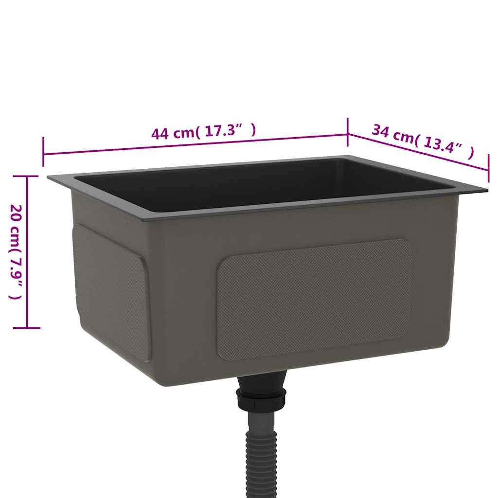 vidaXL Handgemachte Einbauspüle Schwarz Edelstahl