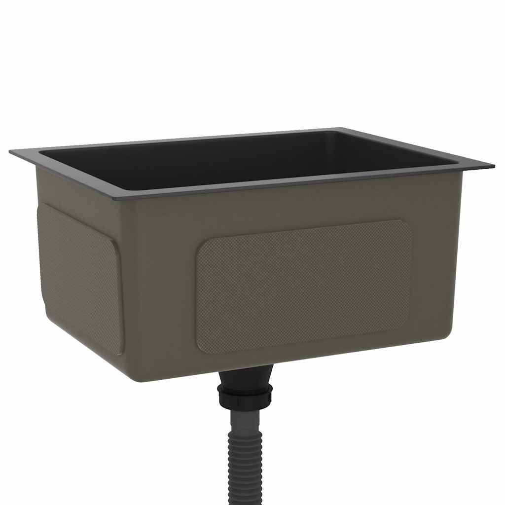 vidaXL Handgemachte Einbauspüle Schwarz Edelstahl