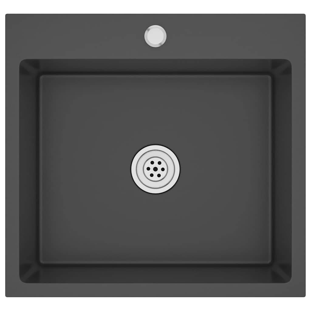 vidaXL Handgemachte Einbauspüle Schwarz Edelstahl