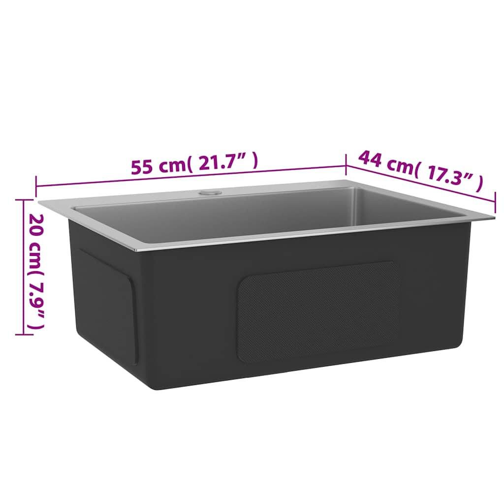 vidaXL Handgemachte Einbauspüle Edelstahl
