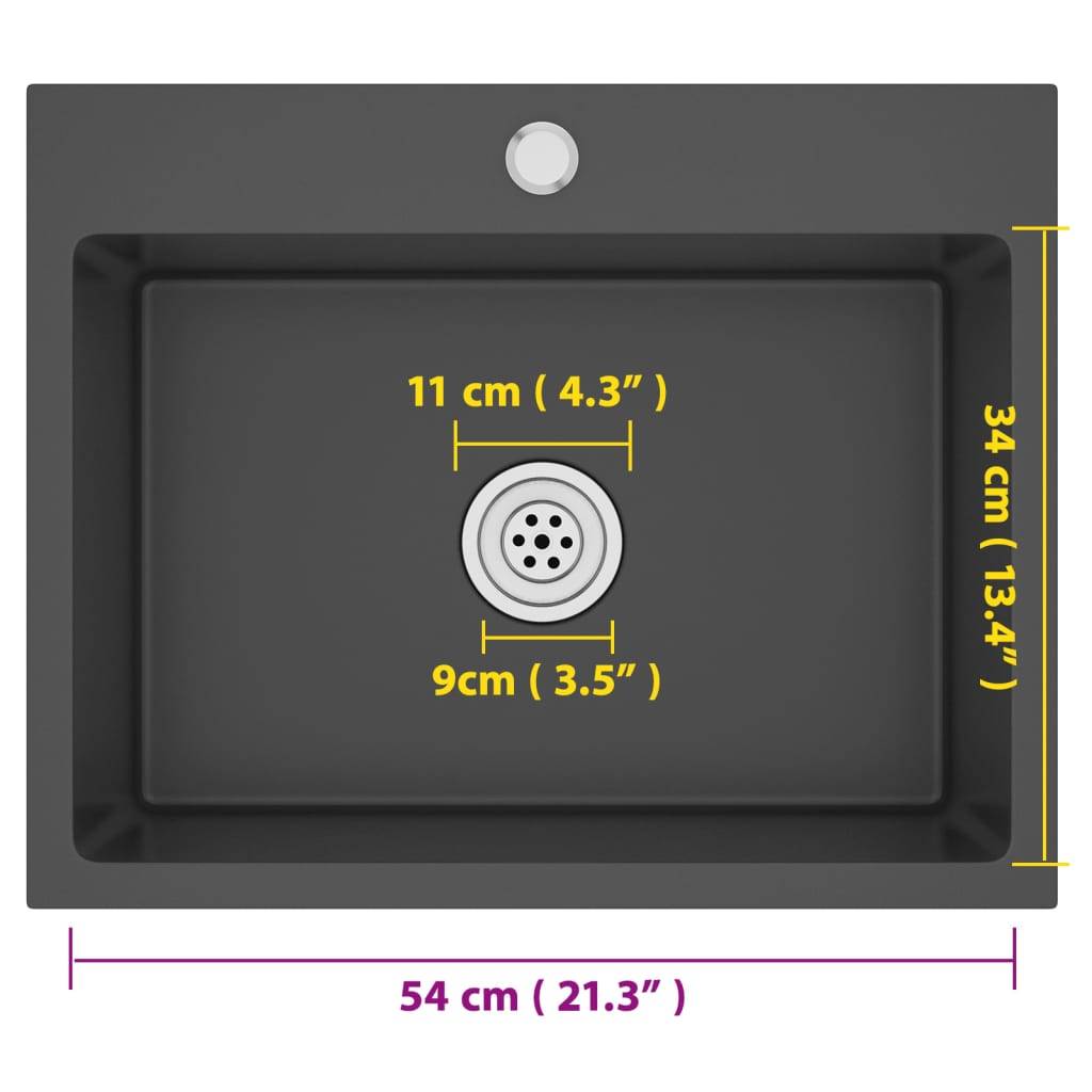 vidaXL Handgemachte Einbauspüle Schwarz Edelstahl