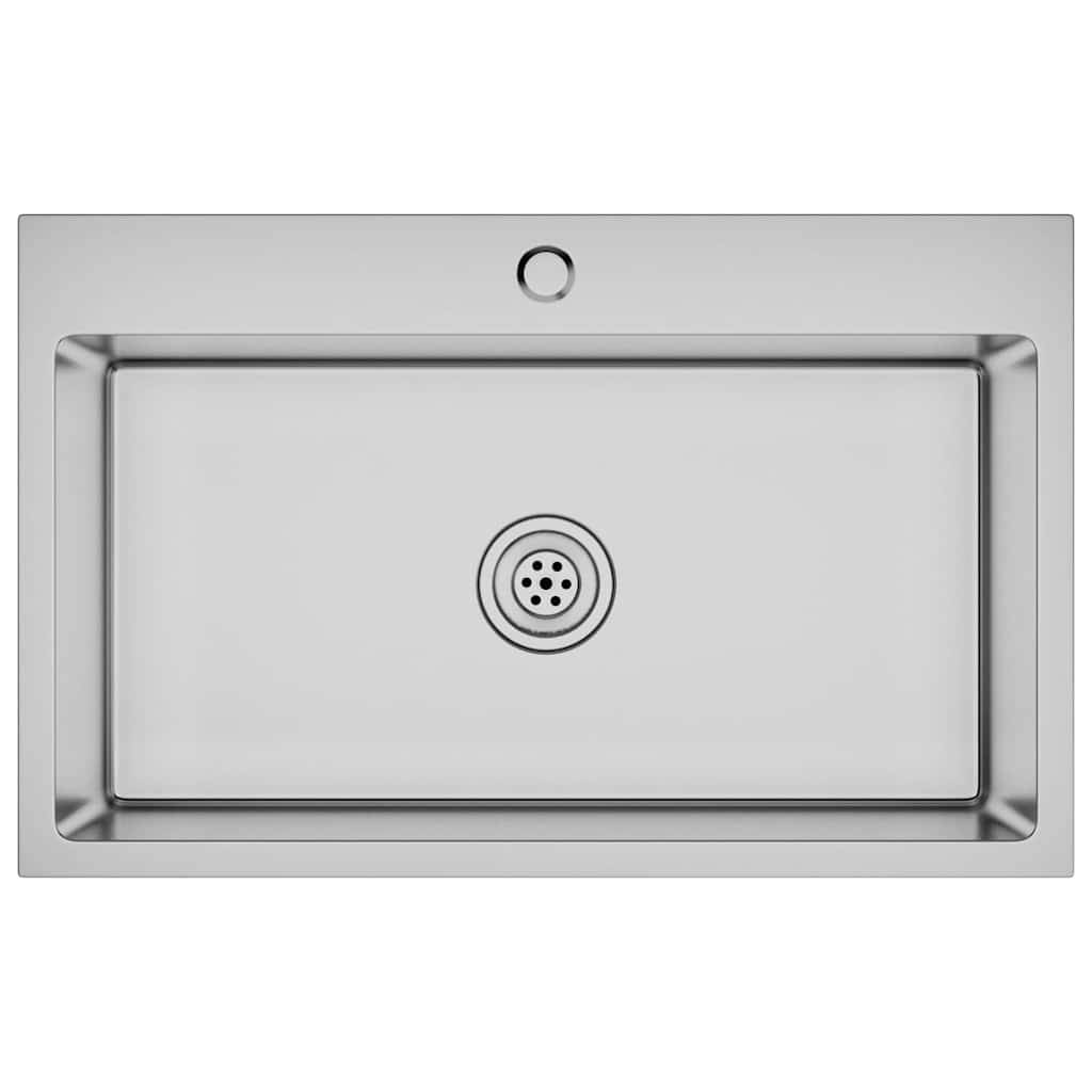 vidaXL Handgemachte Einbauspüle Edelstahl