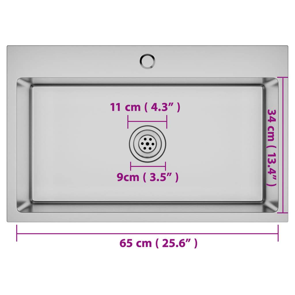 vidaXL Handgemachte Einbauspüle Edelstahl