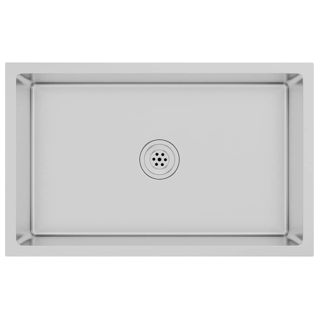 vidaXL Handgemachte Einbauspüle Edelstahl