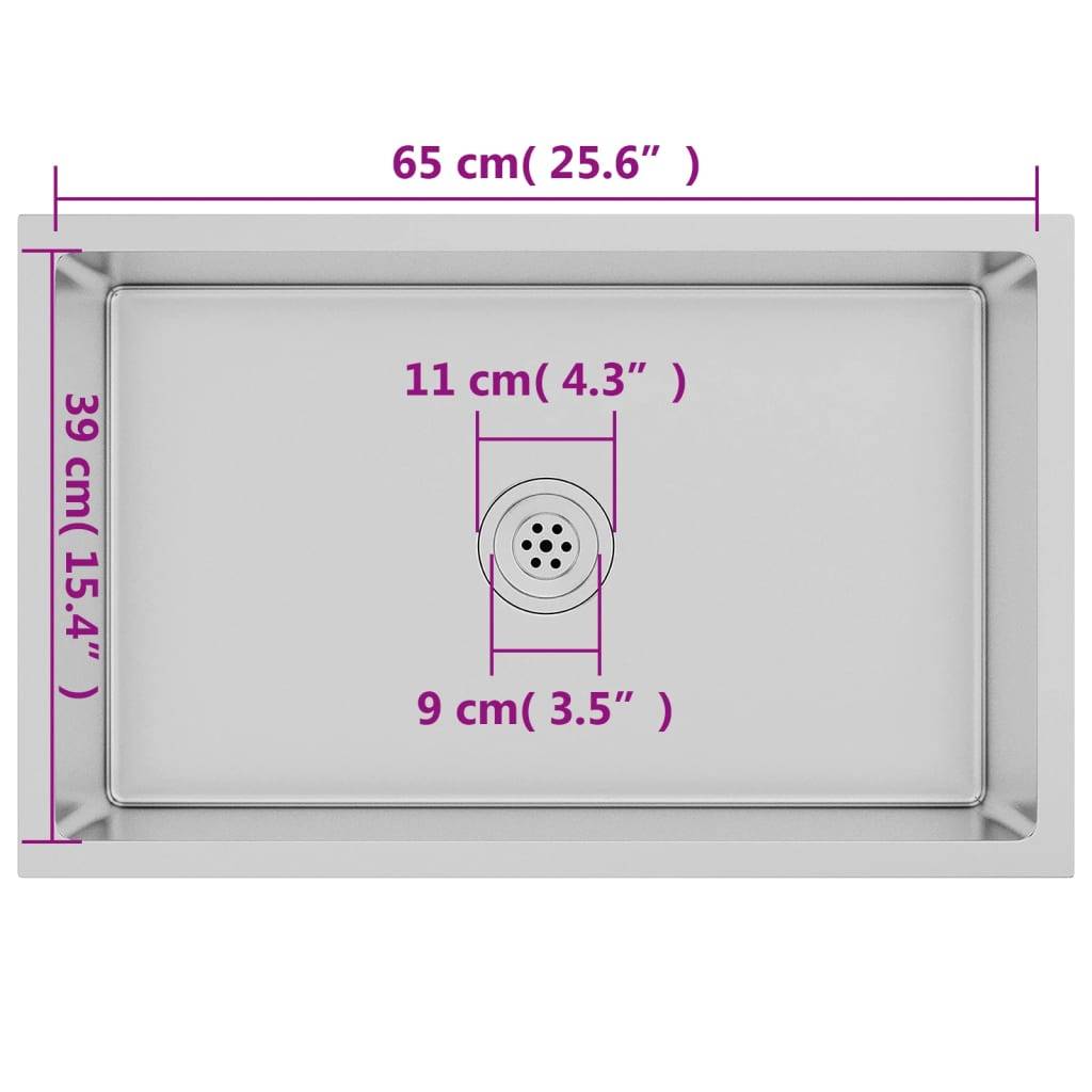 vidaXL Handgemachte Einbauspüle Edelstahl