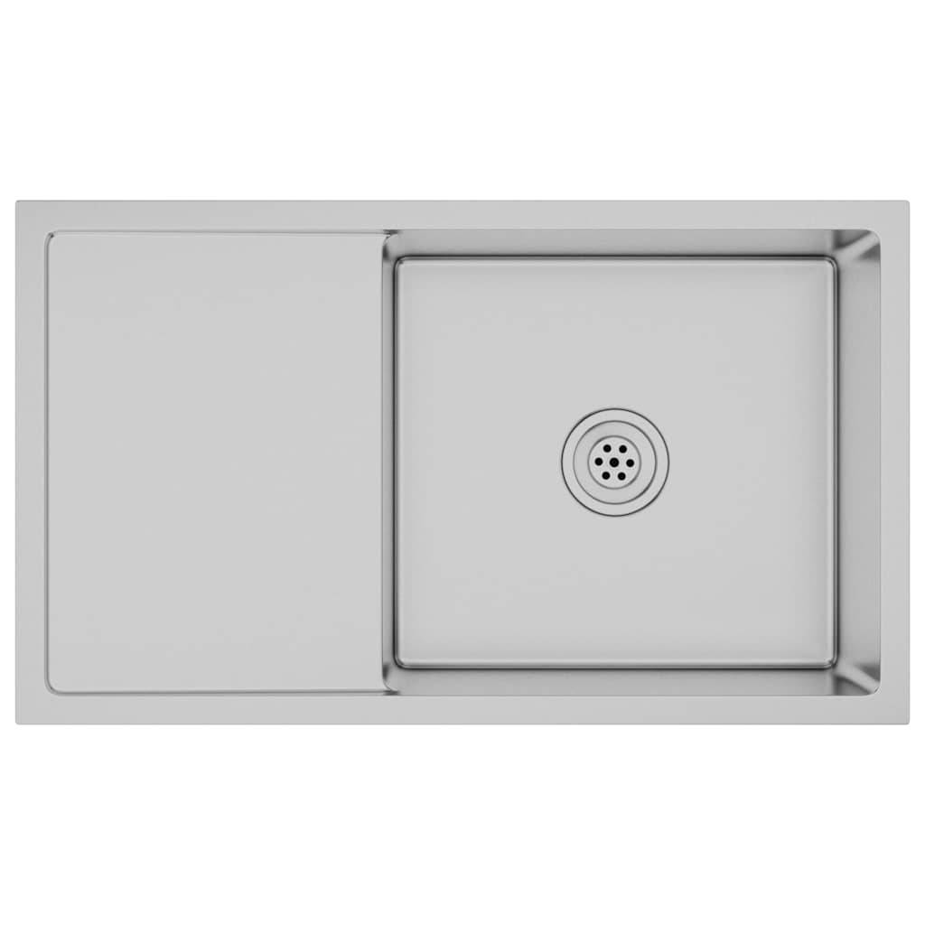 vidaXL Handgemachte Einbauspüle Edelstahl
