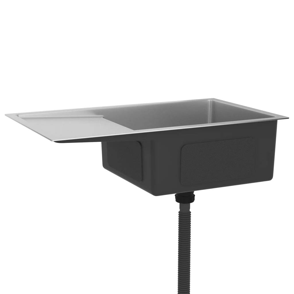 vidaXL Handgemachte Einbauspüle Edelstahl