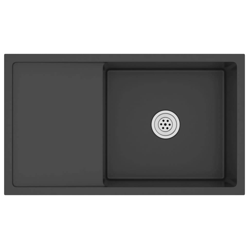 vidaXL Handgemachte Einbauspüle Schwarz Edelstahl