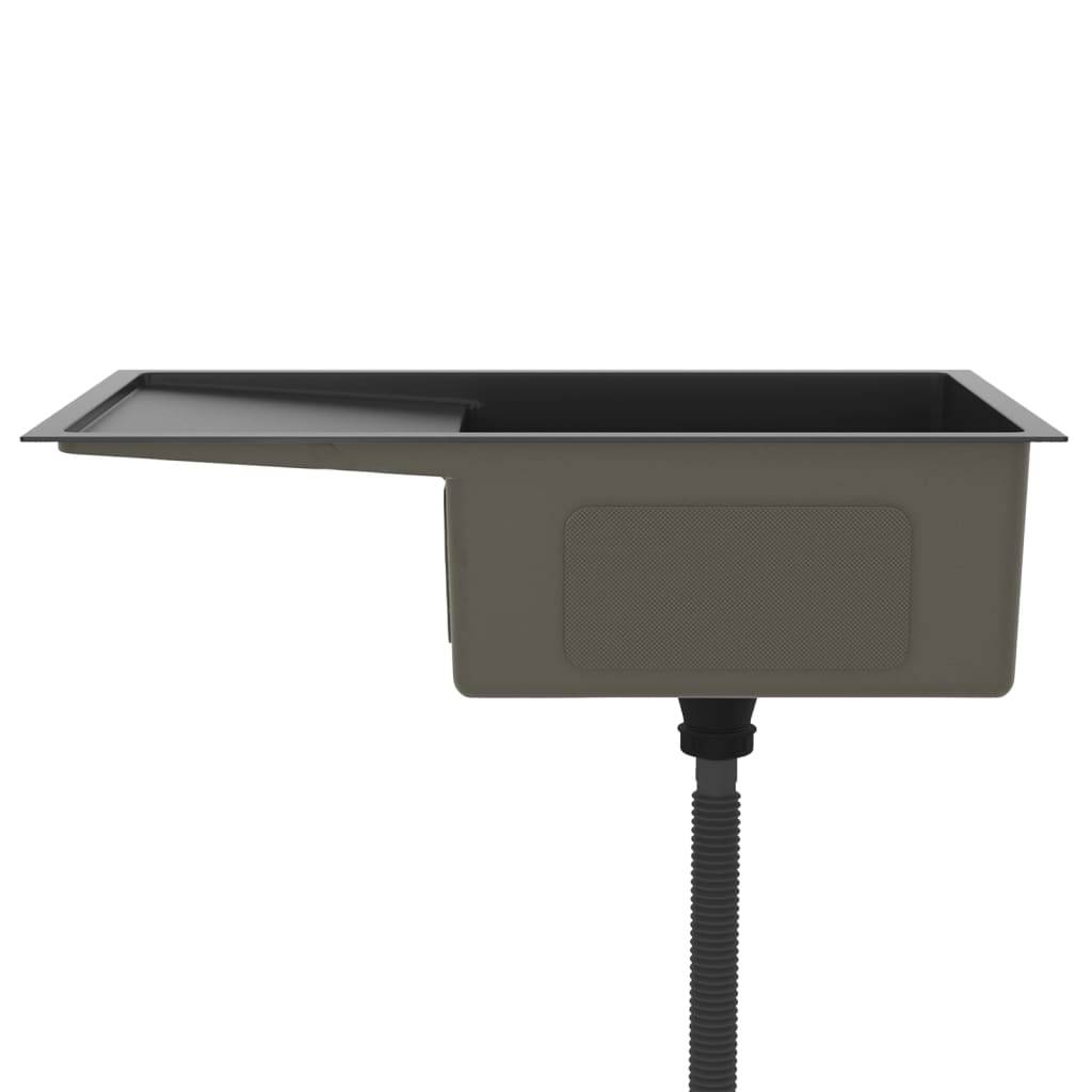 vidaXL Handgemachte Einbauspüle Schwarz Edelstahl