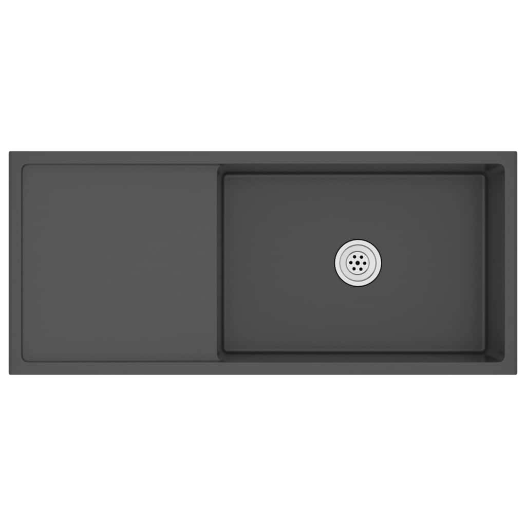 vidaXL Handgemachte Einbauspüle Schwarz Edelstahl
