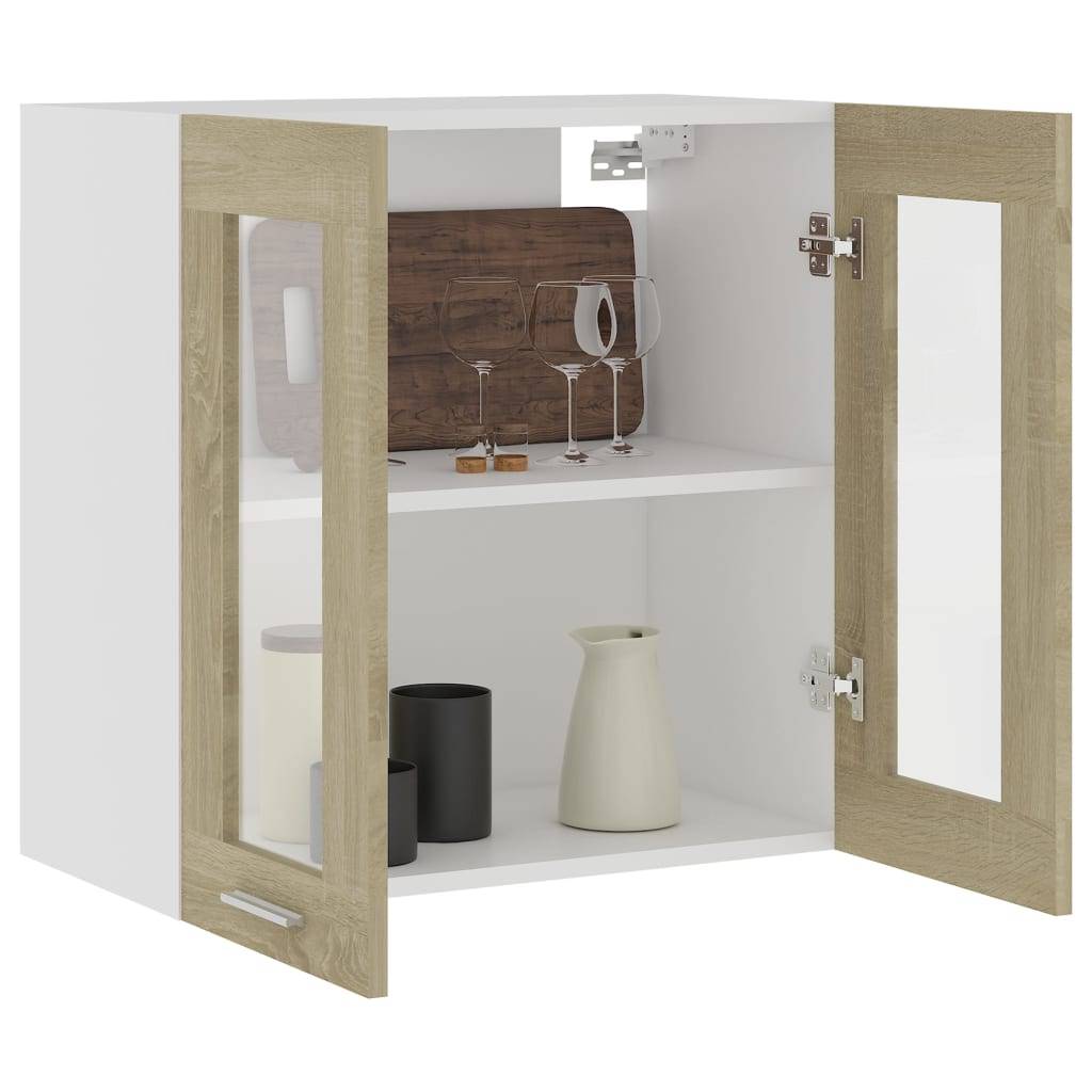 vidaXL Hängeglasschrank Lyon Sonoma-Eiche 60x31x60 cm Holzwerkstoff