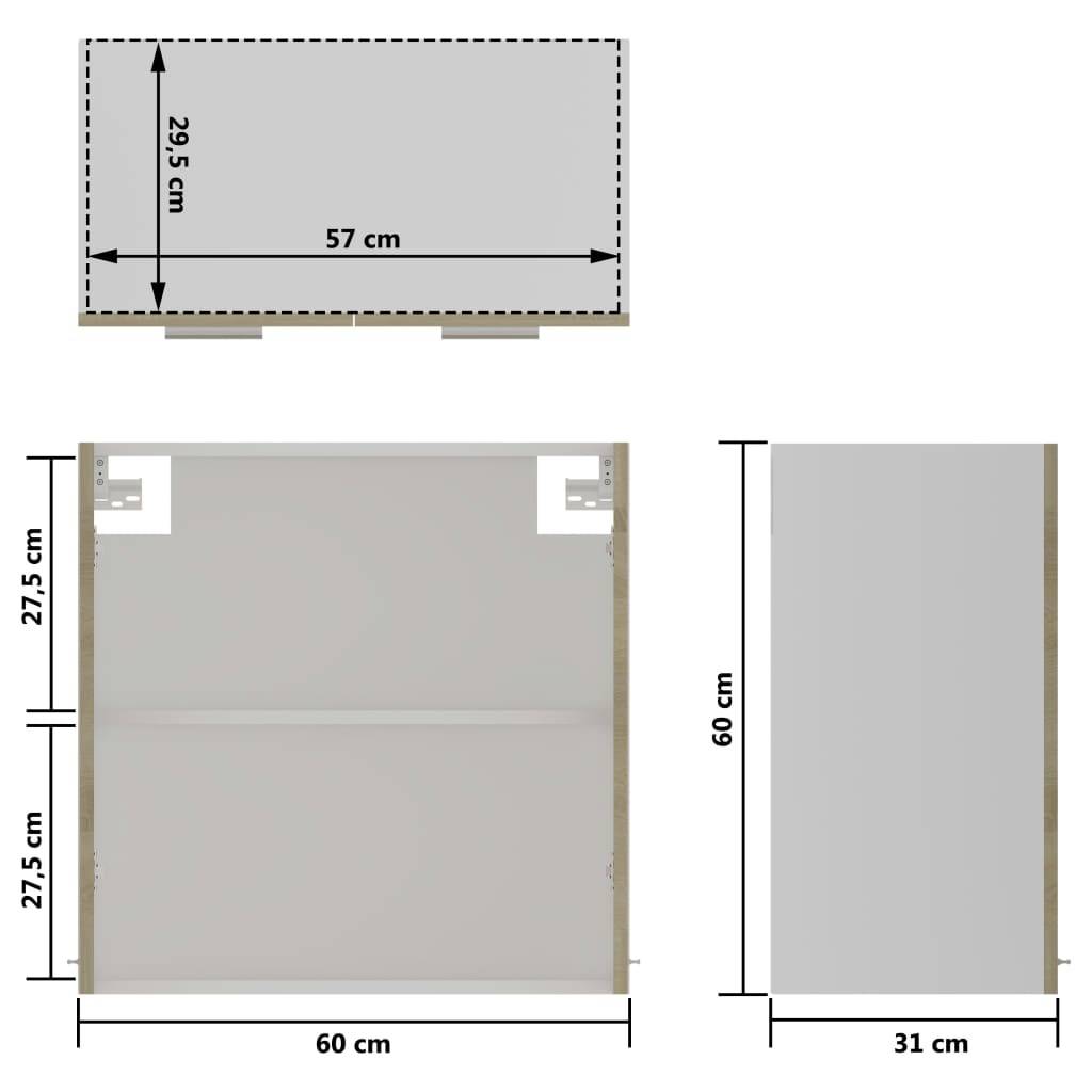 vidaXL Hängeglasschrank Lyon Sonoma-Eiche 60x31x60 cm Holzwerkstoff