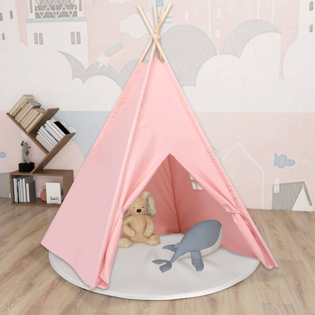 vidaXL Kinder Tipi-Zelt mit Tasche Pfirsichhaut Rosa 120x120x150 cm