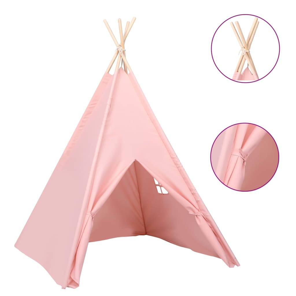 vidaXL Kinder Tipi-Zelt mit Tasche Pfirsichhaut Rosa 120x120x150 cm