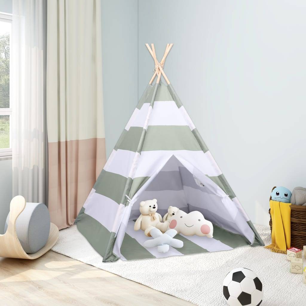 vidaXL Kinder Tipi-Zelt Tasche Pfirsichhaut Gestreift 120x120x150 cm