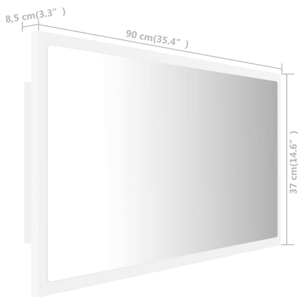 vidaXL LED-Badspiegel Weiß 90x8,5x37 cm Acryl