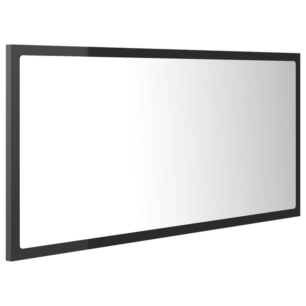 vidaXL LED-Badspiegel Hochglanz-Grau 90x8,5x37 cm Acryl