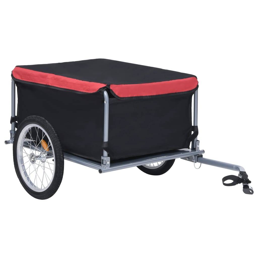 vidaXL Fahrradanhänger Schwarz und Rot 65 kg