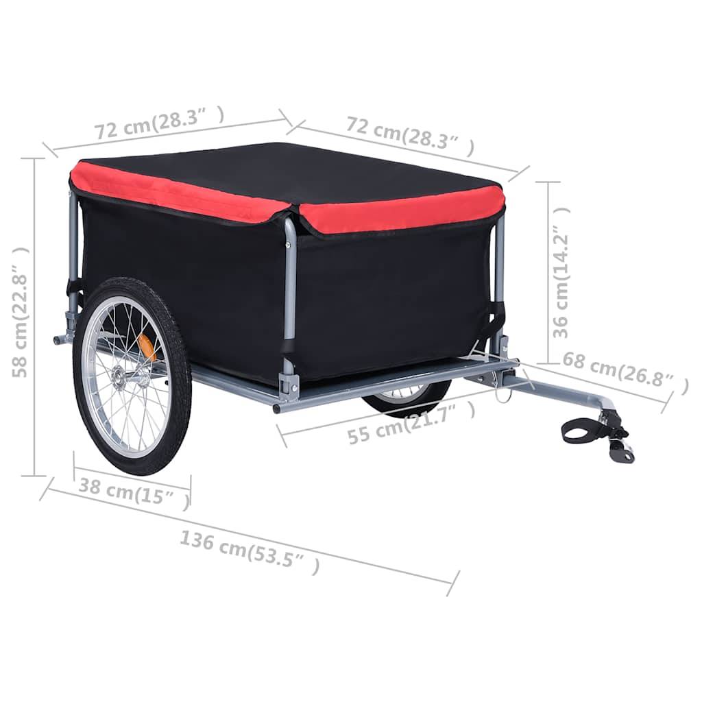 vidaXL Fahrradanhänger Schwarz und Rot 65 kg