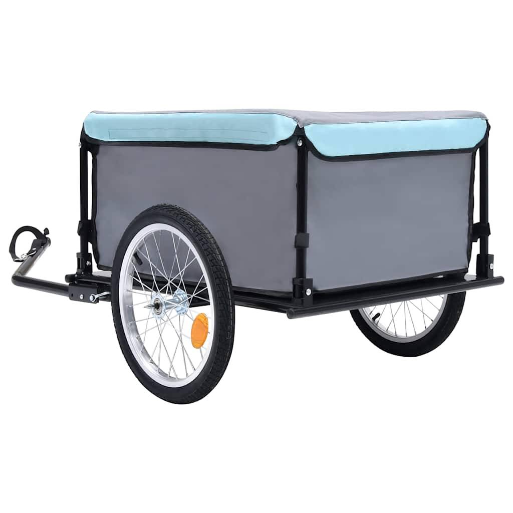 vidaXL Fahrradanhänger Schwarz und Blau 65 kg