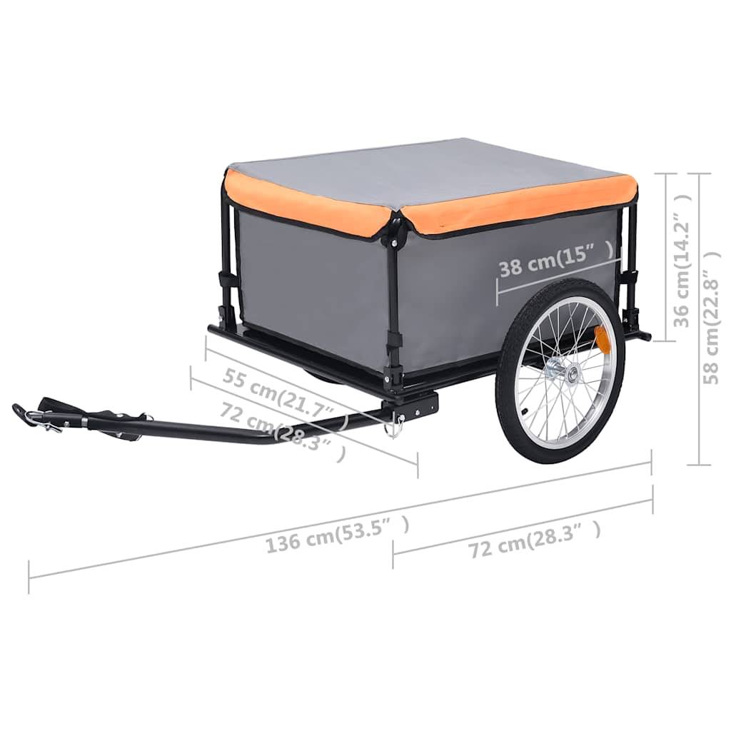 vidaXL Fahrradanhänger Grau und Orange 65 kg