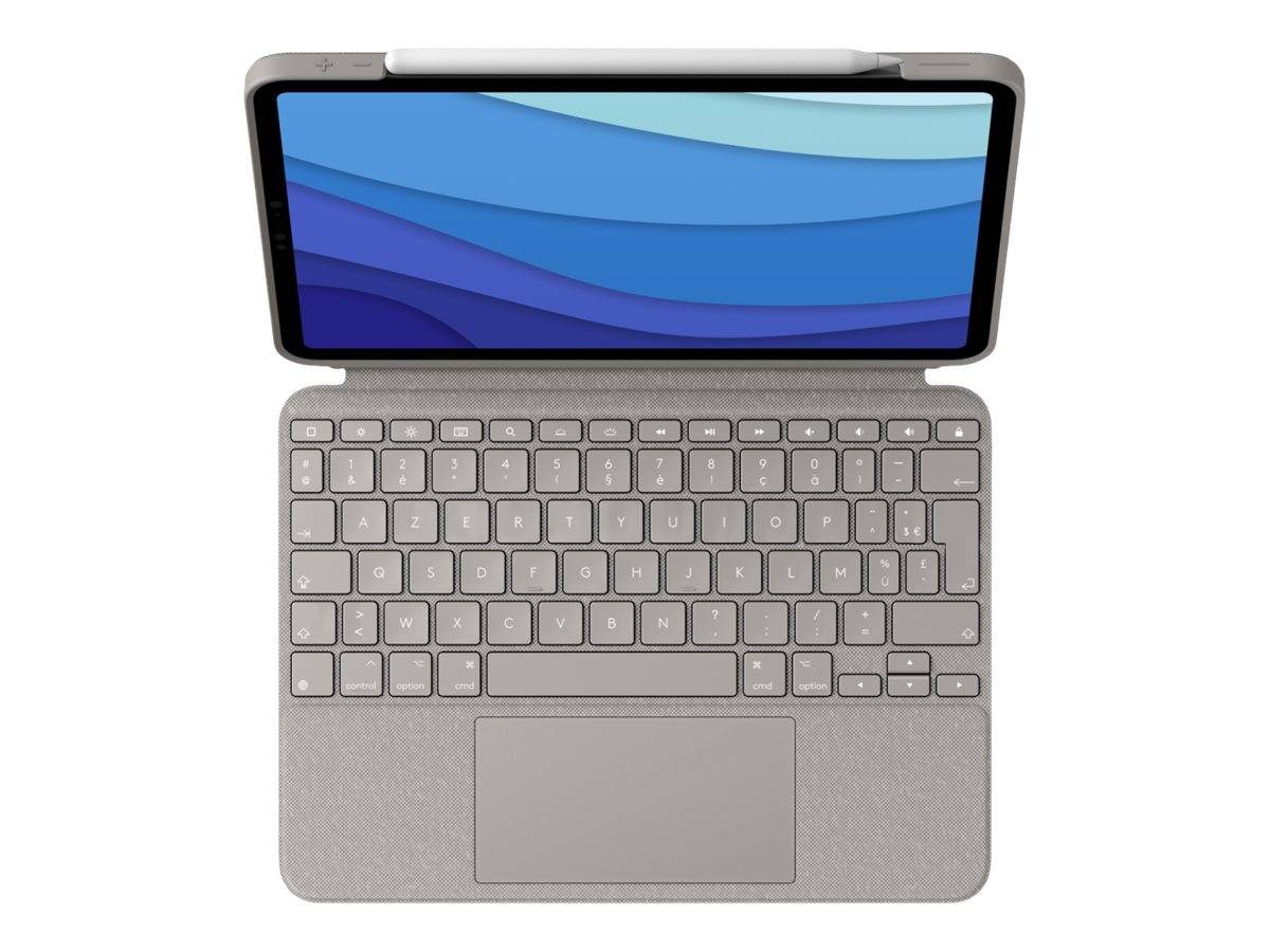 Logitech Combo Touch - Tastatur und Foliohülle - mit Trackpad - hintergrundbeleuchtet - Apple Smart connector - AZERTY - Französisch - Sand - für