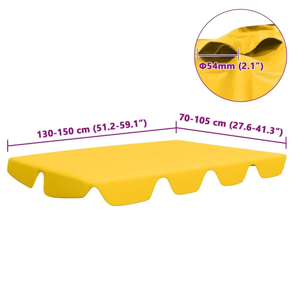 vidaXL Ersatzdach für Hollywoodschaukel Gelb 150/130x105/70 cm