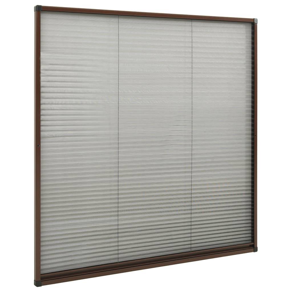 vidaXL Insektenschutz-Plissee für Fenster Aluminium Braun 120x120 cm